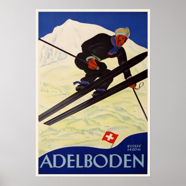 Poster mit Vintagem Skigebiet Print (Vorne)