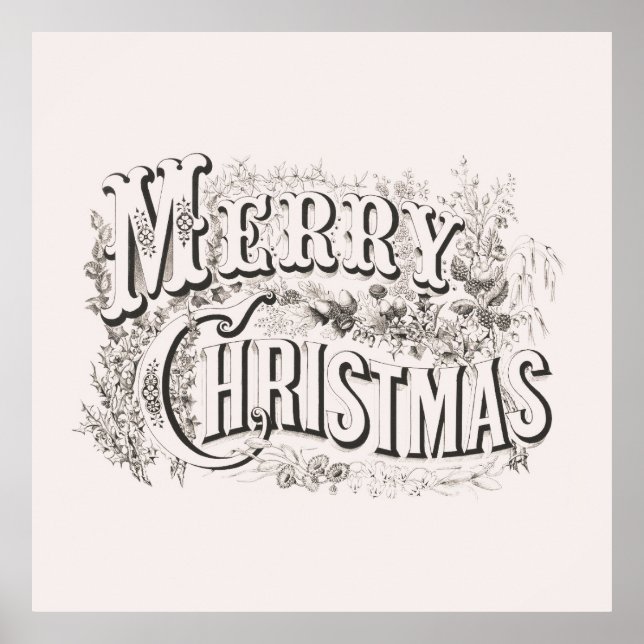 POSTER MIT VINTAGEM TEXT "MERRY CHRISTMAS" (Vorne)