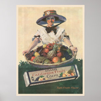 Poster mit Vintager kalifornischer Fruchtlady