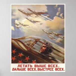 Poster mit Vintager Luftwaffenpropaganda der UdSSR