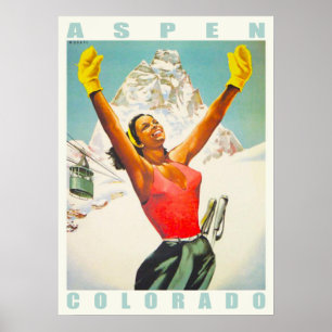 Poster mit Vintager Skizzendrucke aus Aspen