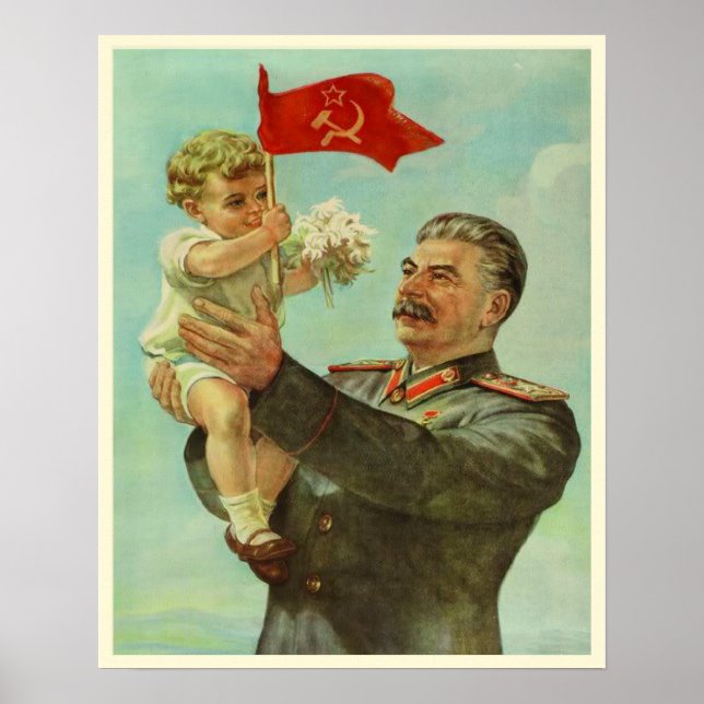Poster mit Vintager Stalin-Propaganda (Vorne)