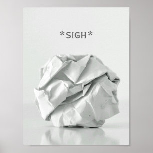 Poster mit zerknüllter Papierkugel