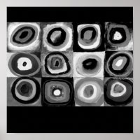 Poster-Monochrom-Kandinsky-Konzentrische Kreise
