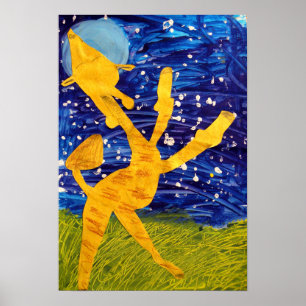 Poster-Moonlit Giraffe - Artwork by Carter - Age 7 Poster