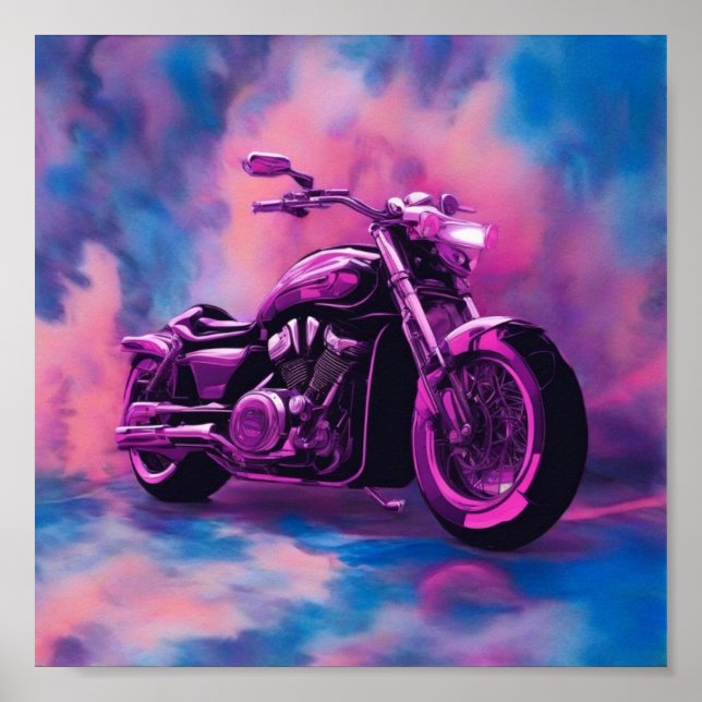 Poster Motorrad, Abstrakte Farben (Vorne)