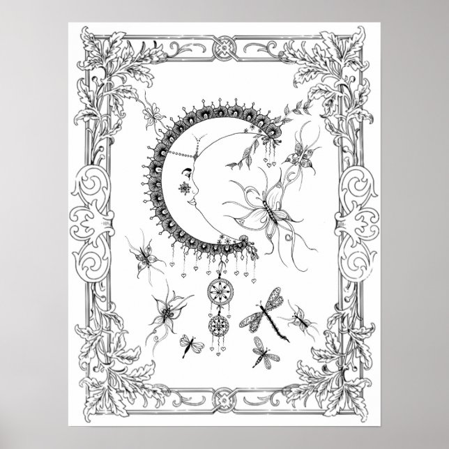 Poster "MrsDees Fly Me to the Moon Art" färben (Vorne)