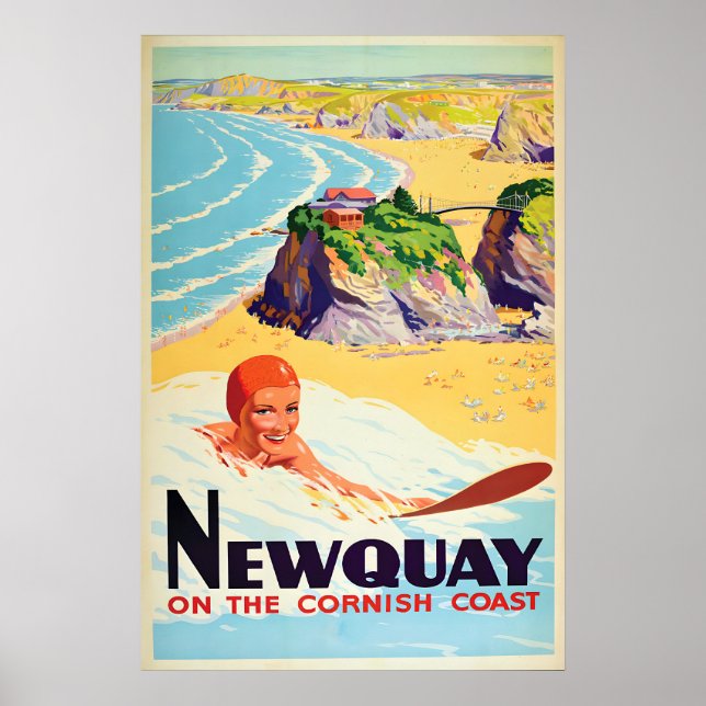 Poster Newquay an der kornischen Küste, Cornwall (Vorne)