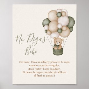 Póster No Digas Bebé letrero para Baby Dusche Poster