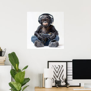 Poster oder Download Gamer Chimp für Kinder
