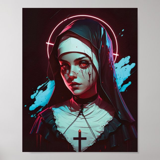 Poster of a Creepy Nun Cyberpunk (Vorne)
