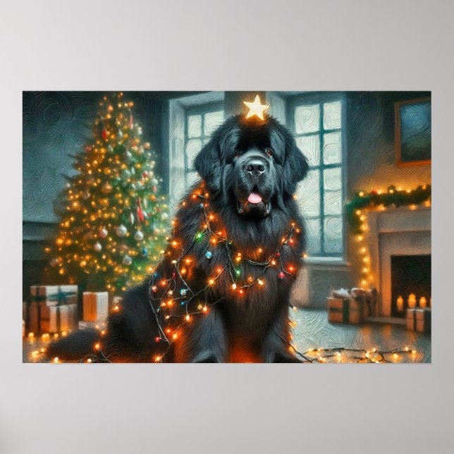 Poster of Newfie Decorated for Christmas (Vorne)