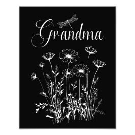 Poster-Oma-Wildblumen Dragonfly Fotodruck