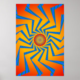 Poster: Orange & Blue Spiral Pattern: Vector Art Poster