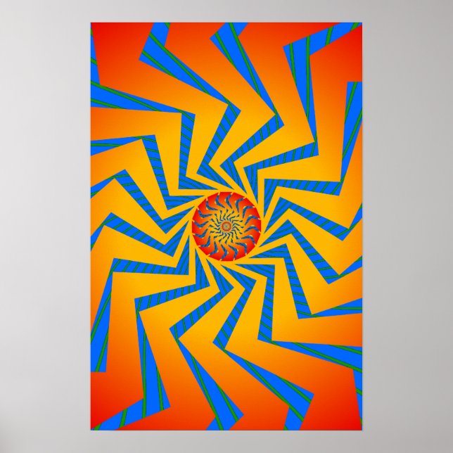 Poster: Orange & Blue Spiral Pattern: Vector Art Poster (Vorne)