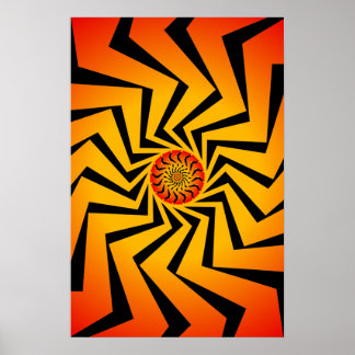 Poster: Orangefarbenes Spiralmuster: Zeichnend Vek Poster