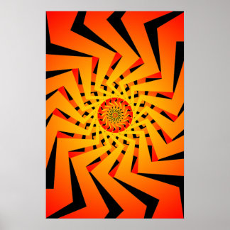 Poster: Orangefarbenes Spiralmuster: Zeichnend Vek Poster