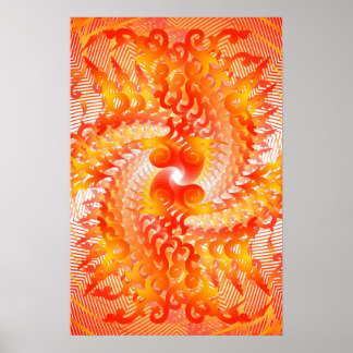 Poster: Orangefarbenes Spiralmuster: Zeichnend Vek Poster