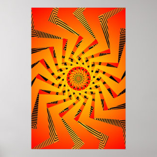 Poster: Orangefarbenes Spiralmuster: Zeichnend Vek Poster