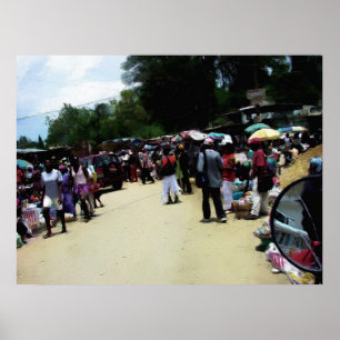 Poster Painting - Port Au Prince Haiti Marketplace