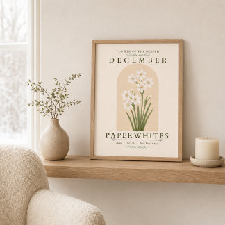 Poster Papierweiße Dezember-Geburtsblume