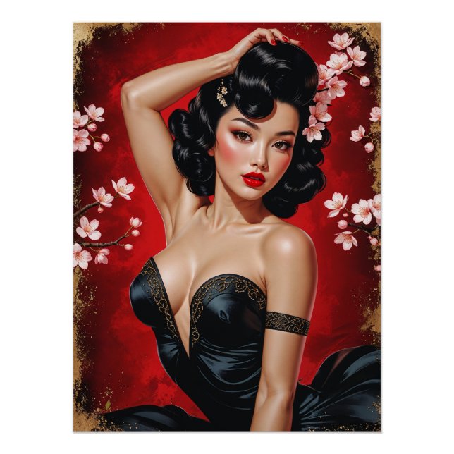 Poster Pin-Up Asiatische Kirschblüte 🌸 (Vorderseite)