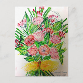Poster Pink Flat Bouquet Postkarte
