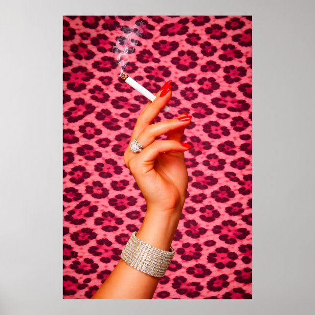 Poster Pink Leopard Glamour, Schicke Mode-Zigarett (Vorne)
