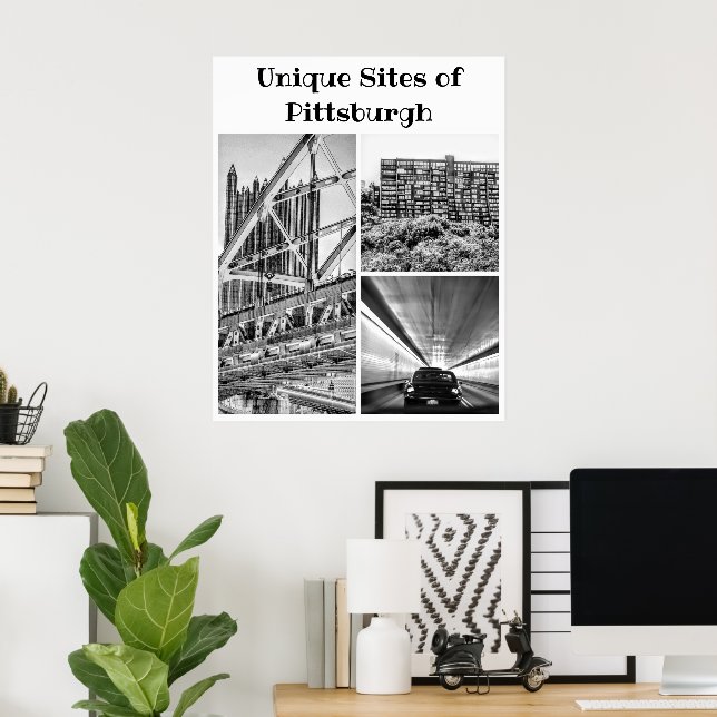 Poster -Pittsburgh B&W Collage (Heimbüro)
