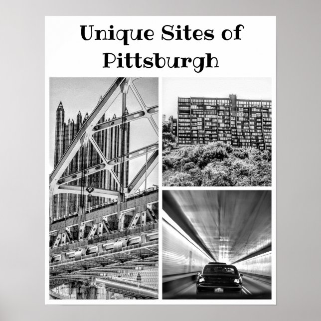 Poster-Pittsburgh B&W Collage Poster (Vorne)