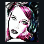 Poster Portrait NFT Pop Art<br><div class="desc">Poster Portrait NFT Pop Art, Illustration d'un portrait féminin Mode. Ses cheveux longs retenus par un ruban, ses yeux clairs et sa bouche pulpeuse, elle a tout d'une arbeitenden Mädchen. Ce portrait est réalisé avec la technique du NFT et retravaillé inspiration Pop Art. Design einzigartig und originell, disponible sur plusieurs...</div>