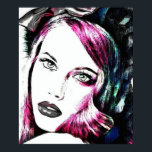 Poster Portrait NFT Pop Art<br><div class="desc">Poster Portrait NFT Pop Art, Illustration d'un portrait féminin Mode. Ses cheveux longs retenus par un ruban, ses yeux clairs et sa bouche pulpeuse, elle a tout d'une arbeitenden Mädchen. Ce portrait est réalisé avec la technique du NFT et retravaillé inspiration Pop Art. Design einzigartig und originell, disponible sur plusieurs...</div>