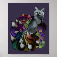 Poster "Pride Kitsune" und "Columbine Blume"