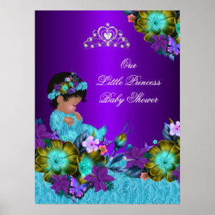 Poster Princess Baby Dusche Aquamarin Blue Lila Gi