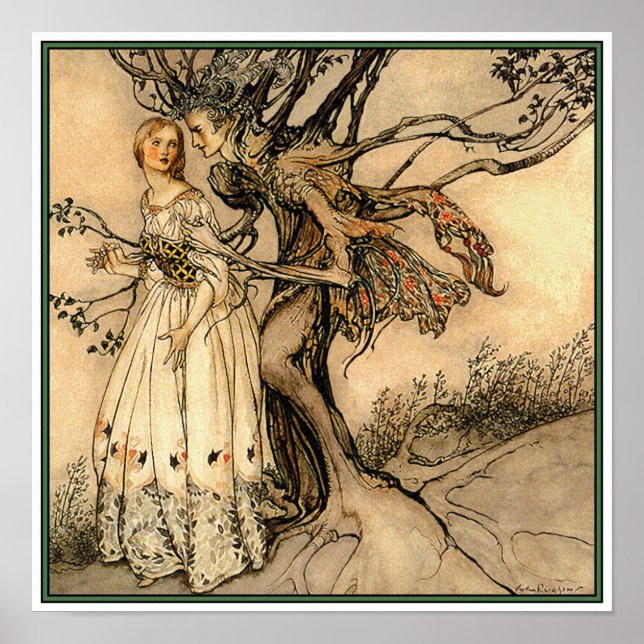 Poster/Print: Alte Frau im Wald von Rackham Poster (Vorne)