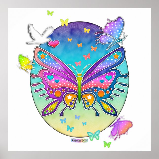 Poster, Print, Art - BUTTERFLY POP ART Poster (Vorne)