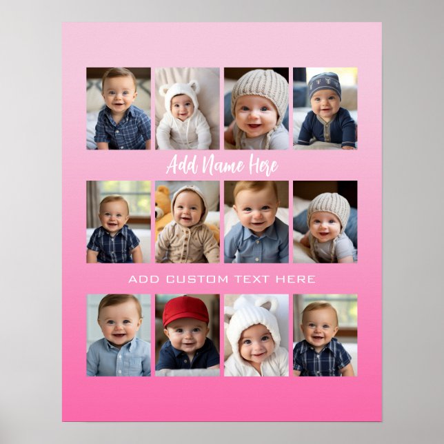 Poster/Print Collage für das erste Jahr des Babys  Poster (Vorne)