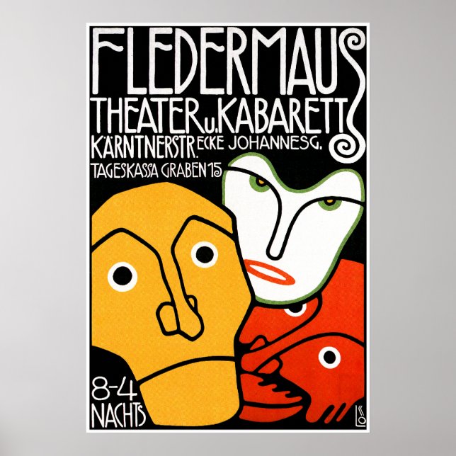 Poster Print: Fledermaus Theater und Cabaret (Vorne)