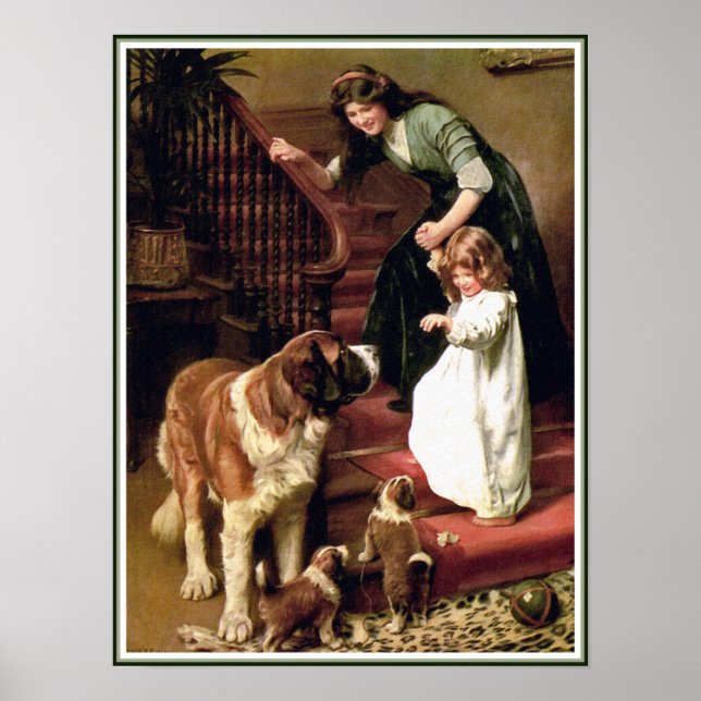 Poster Print: Gute Nacht - mit St. Bernard (Vorne)