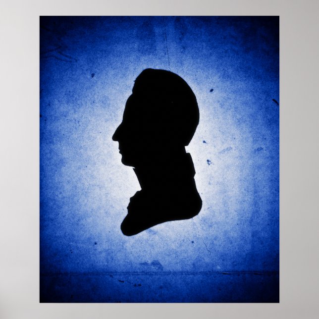 Poster/Print "Man Silhouette on Blue" Poster (Vorne)
