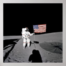 Poster/Print: Moonwalk & American Flag