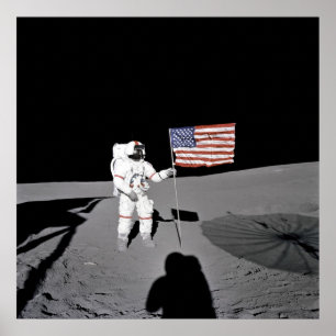 Poster/Print: Moonwalk & American Flag Poster