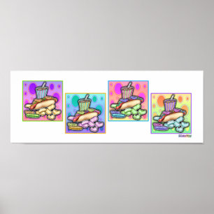 Poster, Print - Pop Art Hot Dog mit Chips und eine Poster