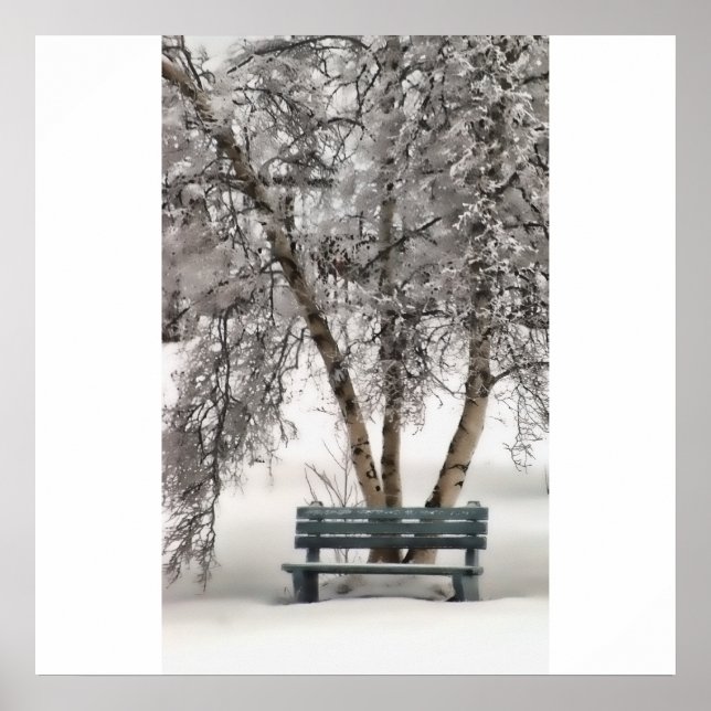 Poster/Print von Snowy Bench Poster (Vorne)