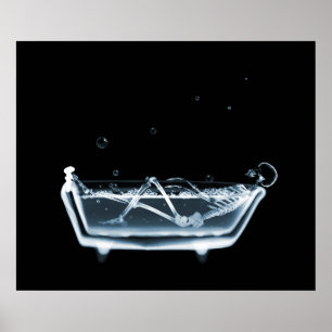 Poster/Print X-Ray Skeleton Bath Black Blue Poster