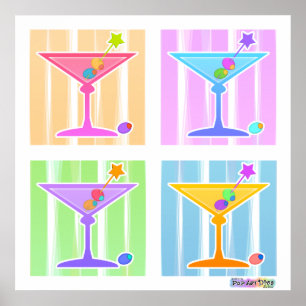 Poster, Prints - Retro Pop Art Martinis Poster