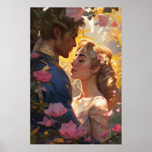 Poster - Prinz Charming und Prinzessin Liebeskuss