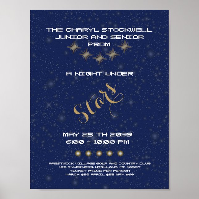 POSTER Prom Senior Junior, Night Stars, blau, Ster (Vorne)
