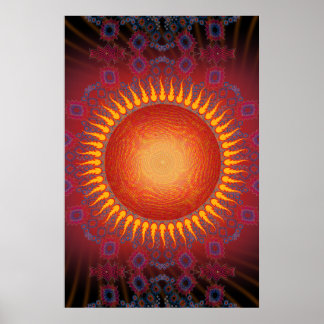Poster: Psychedelische Sonne: Spiral-Fraktal Desig Poster