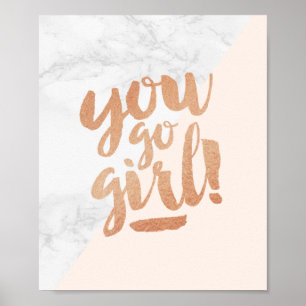 Poster Quote You Go Girl Marble Gold Handschrift